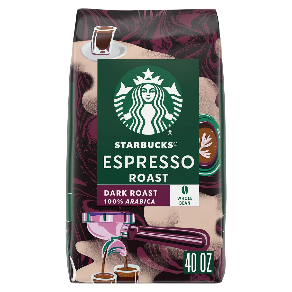 Starbucks Whole Bean Coffee, Espresso Roast Dark, 40 oz.