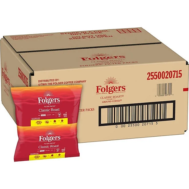 Folgers Classic Roast Ground Coffee, Filter Packs, 0.9 oz., 40 ct. 2