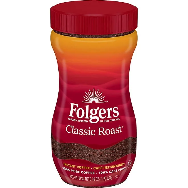 Folgers Classic Roast Instant Coffee Crystals, 16 oz. 2