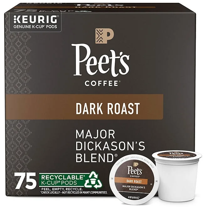 Peet's Coffee Dark Roast K-cup Pods, Major Dickason's Blend, 75 ct . 2