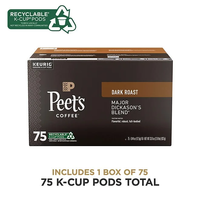 Peet's Coffee Dark Roast K-cup Pods, Major Dickason's Blend, 75 ct . 3