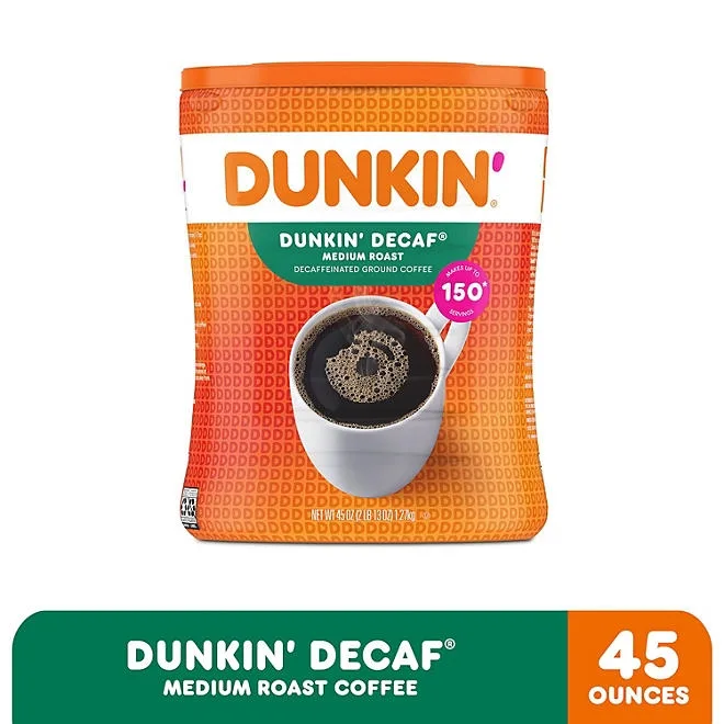 Dunkin' Donuts Decaffeinated Ground Coffee, Medium Roast 45 oz. 3