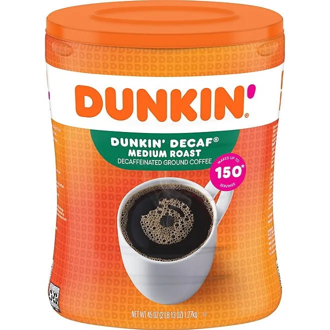 Dunkin' Donuts Decaffeinated Ground Coffee, Medium Roast 45 oz. 2