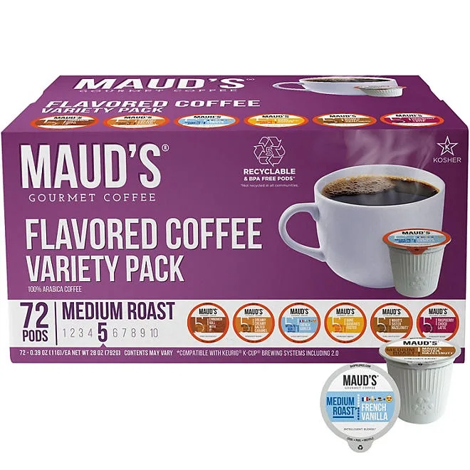 Maud's Gourmet 100% Arabica Coffee Pods, Variety Pack, 72 ct. 2