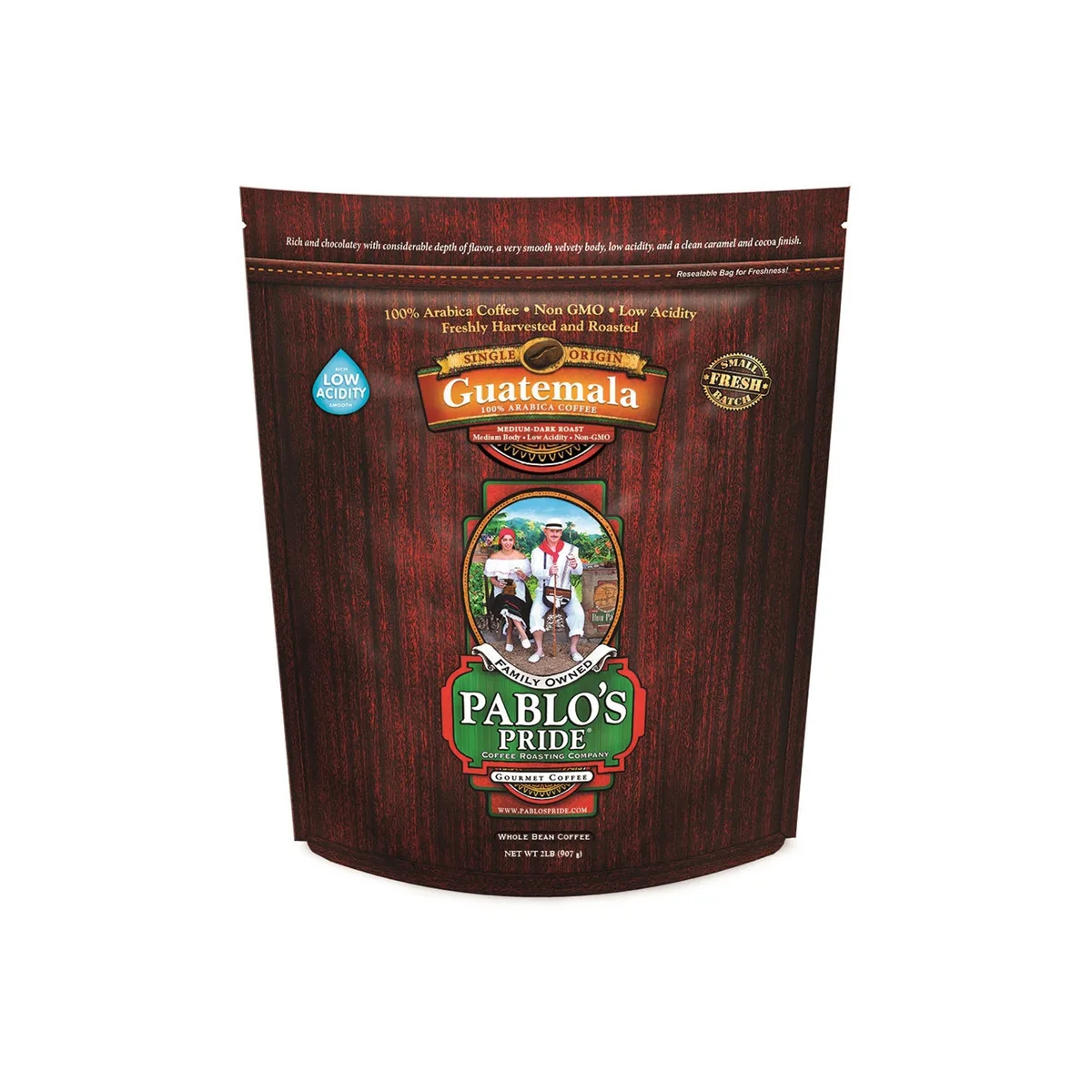 Pablo's Pride Gourmet Medium-Dark Roast Whole Bean Coffee, Guatemala, 32 oz.