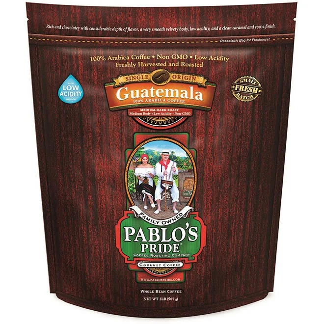 Pablo's Pride Gourmet Medium-Dark Roast Whole Bean Coffee, Guatemala, 32 oz. 2