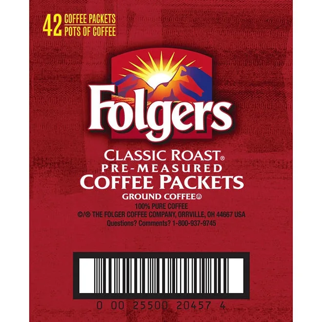 Folgers Classic Roast Ground Coffee Packets, 1.2 oz., 42 ct. 5