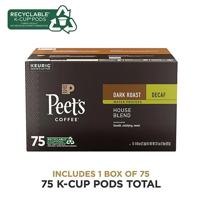 Peet's Coffee Decaf Dark Roast K-Cup Pods, House Blend 75 ct. 3