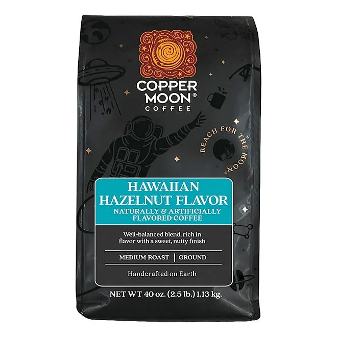 Copper Moon World Medium Roast Ground Coffee, Hawaiian Hazelnut, 40 oz. 2