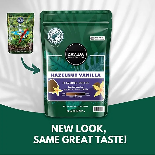 Zavida Coffee Whole Bean Coffee, Hazelnut Vanilla, 32 oz. 5