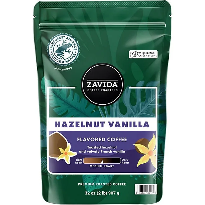 Zavida Coffee Whole Bean Coffee, Hazelnut Vanilla, 32 oz. 2
