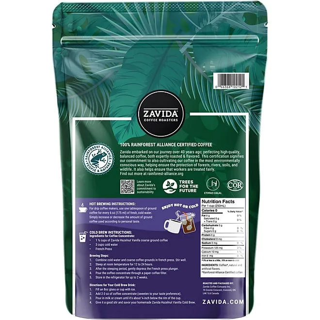Zavida Coffee Whole Bean Coffee, Hazelnut Vanilla, 32 oz. 3