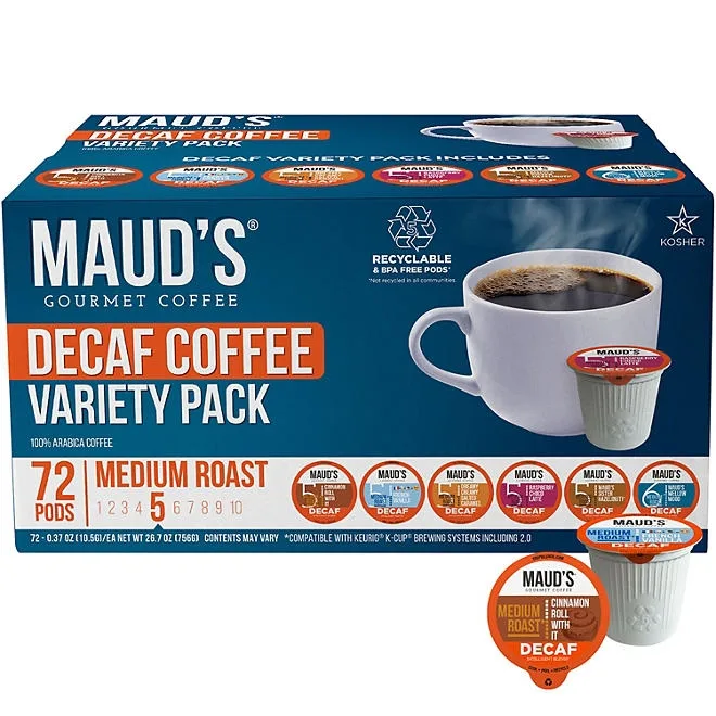 Maud's Decaf Gourmet Coffee Pods, Variety Pack, 72 ct. 2