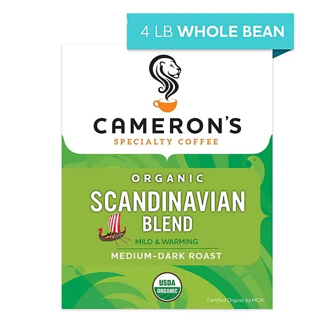 Cameron's Organic Whole Bean Coffee, Scandinavian Blend 64 oz. 3