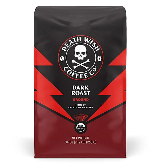 Death Wish Organic Dark Roast Ground Coffee, 34 oz. 2