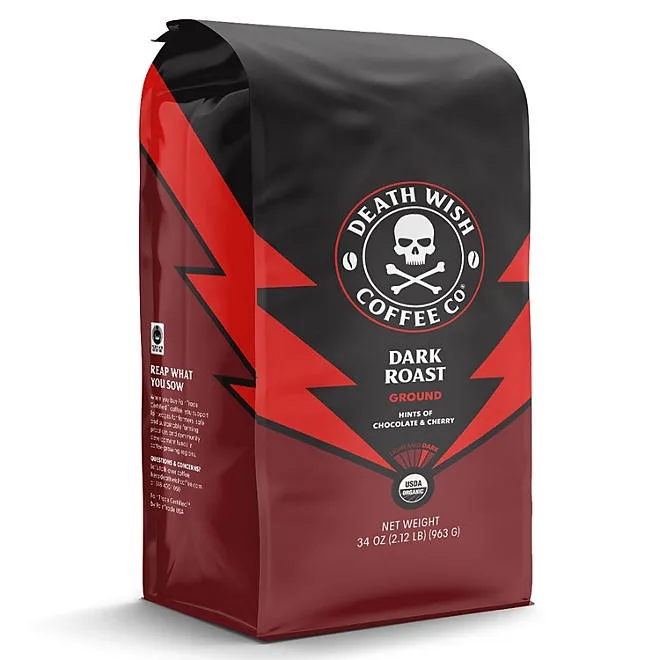 Death Wish Organic Dark Roast Ground Coffee, 34 oz. 3