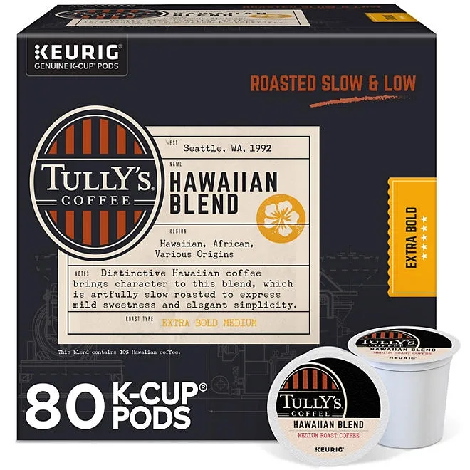 Tully's Coffee Medium Roast K-Cup Pods, Hawaiian Blend, 80 ct. 2