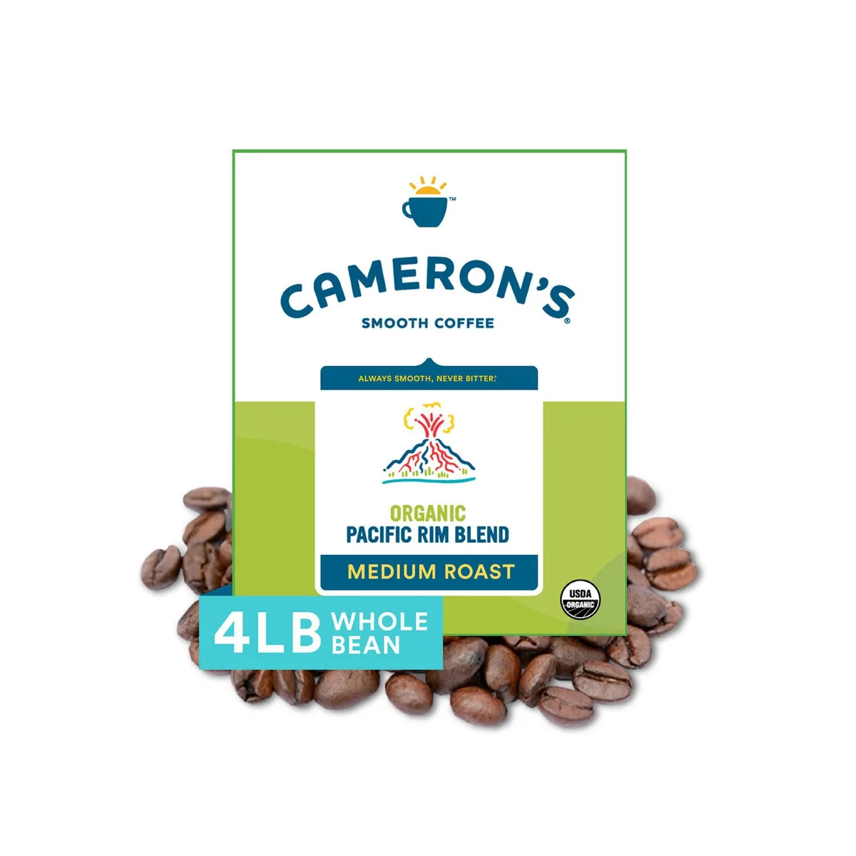 Cameron's Pacific Rim Medium Roast Organic Whole Bean Coffee 64 oz.