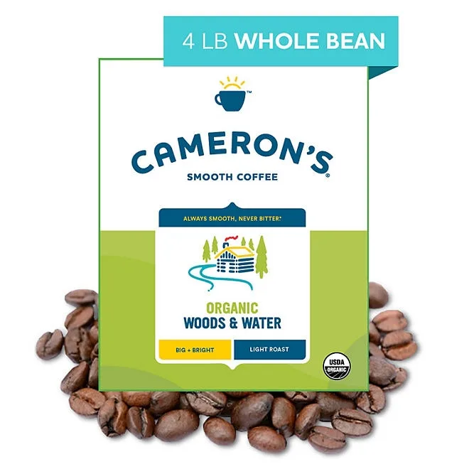 Cameron's Organic Light Roast Whole Bean Coffee, Woods & Water 64 oz. 2