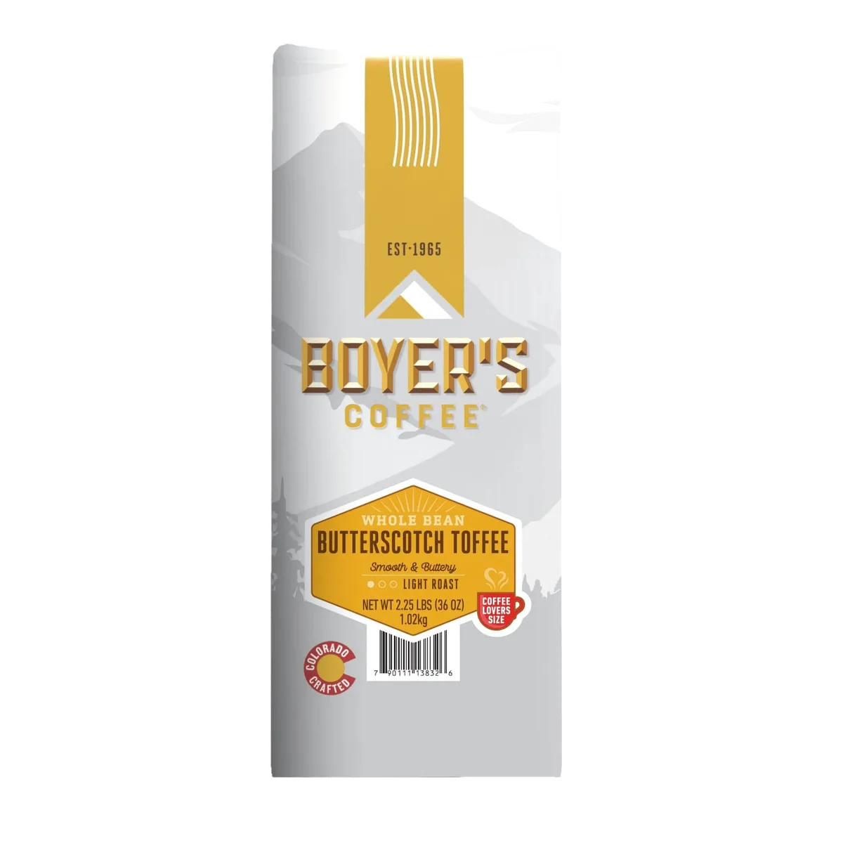 Boyer's Coffee Light Roast Whole Bean, Butterscotch Toffee, 36 oz.