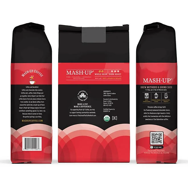 Boyer's Coffee Organic Dark Roast Whole Bean Coffee, Mash-Up Blend, 30 oz. 3