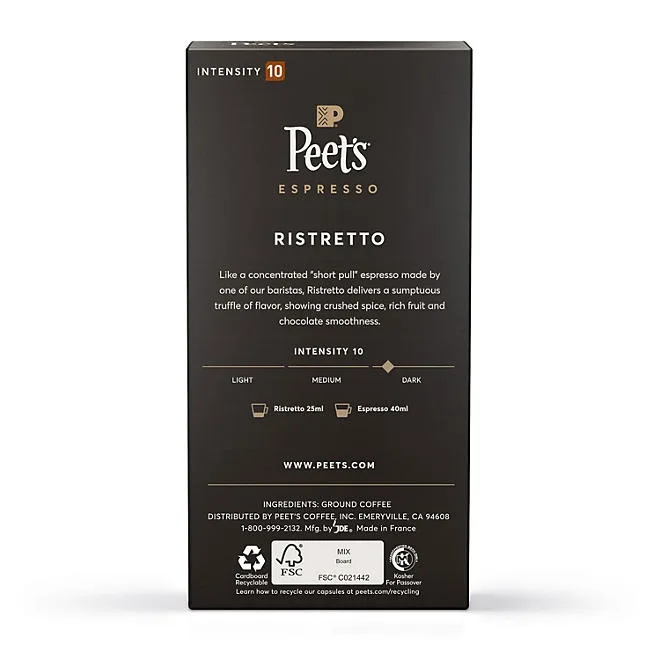 Peet's Coffee Ristretto Intensity 10 Dark Roast Coffee Pods, 50 ct. 3