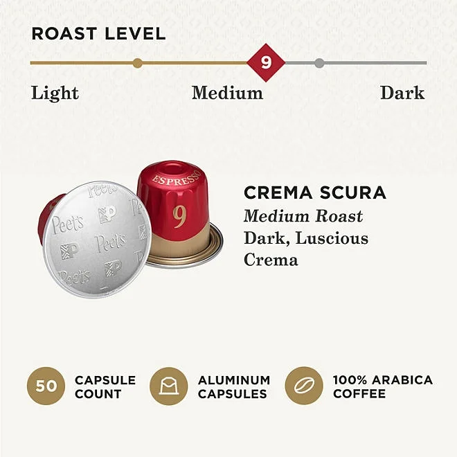 Peet's Coffee Crema Scura Intensity 9 Medium Roast Pods, 50 ct. 5
