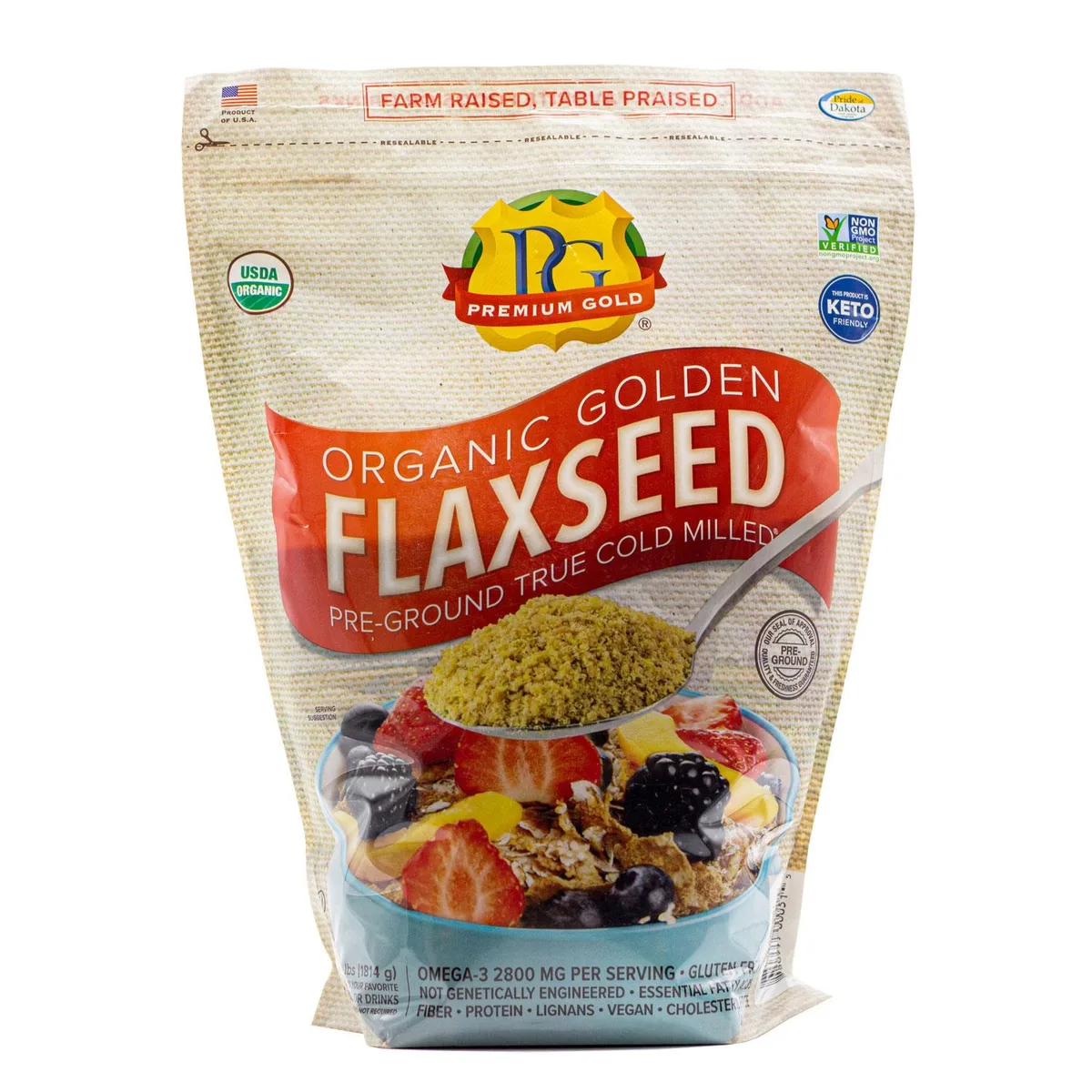 Premium Gold Organic Golden Flaxseed, 4 lbs.