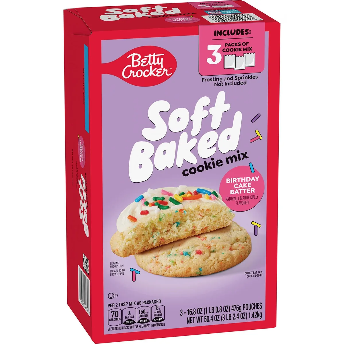 Betty Crocker Birthday Cake Soft Baked Cookie Mix, 3 pk.