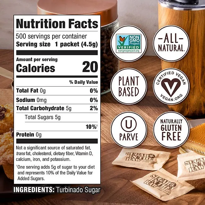 Sugar in the Raw Turbinado Cane Sugar Packets, 500 ct. 3