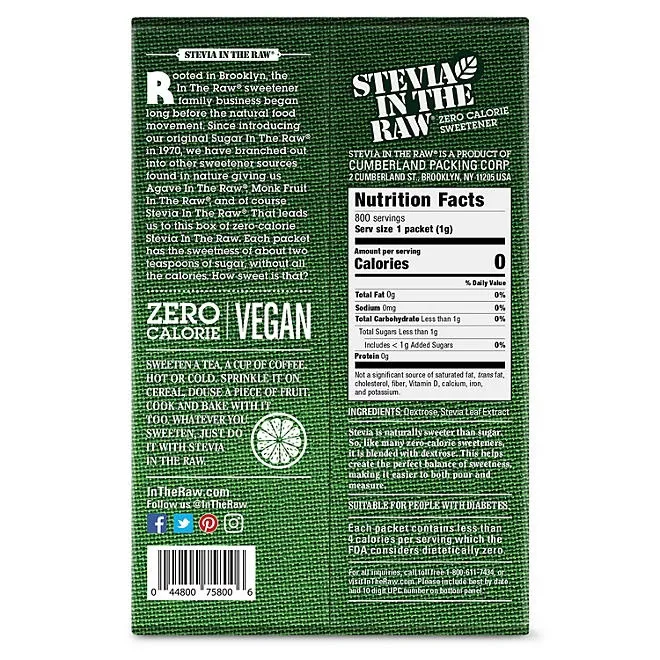 Stevia In The Raw Plant-Based Zero Calorie Sweetener Packets, 800 ct. 4