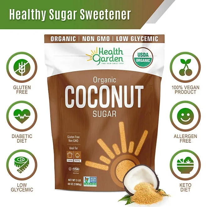 Health Garden Organic Coconut Sugar, 3 lbs. 4