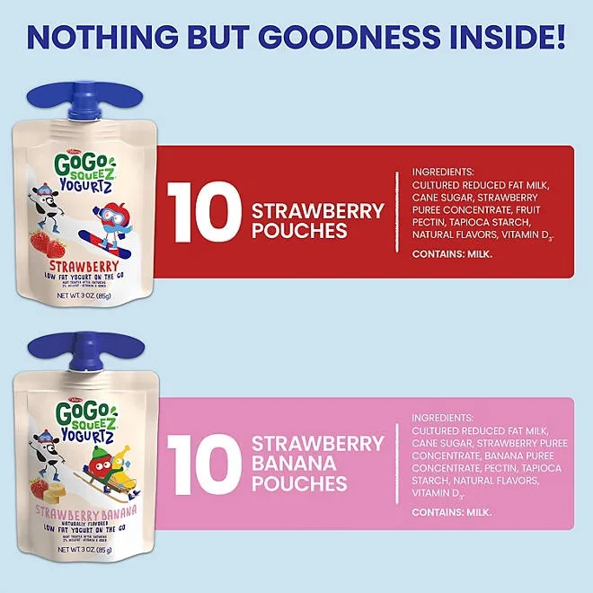 GoGo Squeez Yogurtz Strawberry and Strawberry Banana, 3 oz., 20 ct. 4