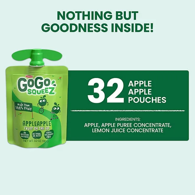 GoGo SqueeZ Applesauce Pouches, Apple Apple, 3.2 oz., 32 ct. 4