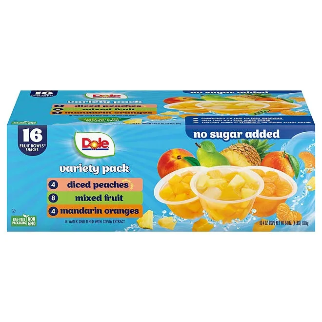 Dole No Sugar Added Mixed Fruit Variety Pack, 4 oz., 16 pk. 2