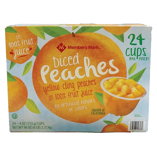 Member's Mark Diced Peach Cups, 4 oz., 24 ct. 2