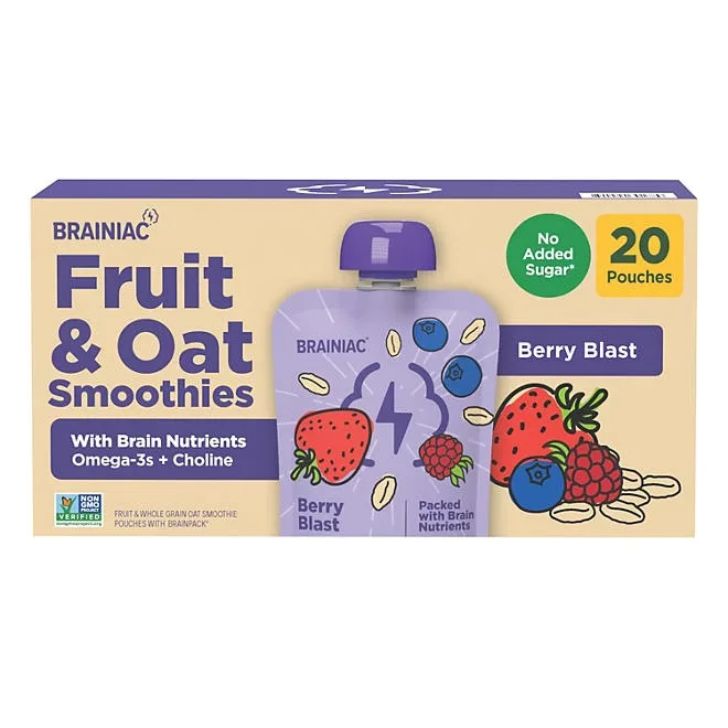 Brainiac Fruit and Oat Smoothie Pouches, 20 pk. 2