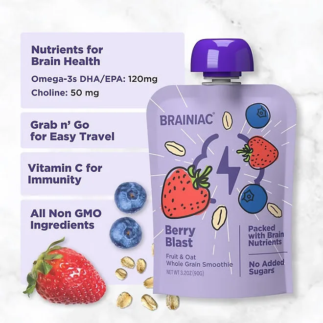 Brainiac Fruit and Oat Smoothie Pouches, 20 pk. 5