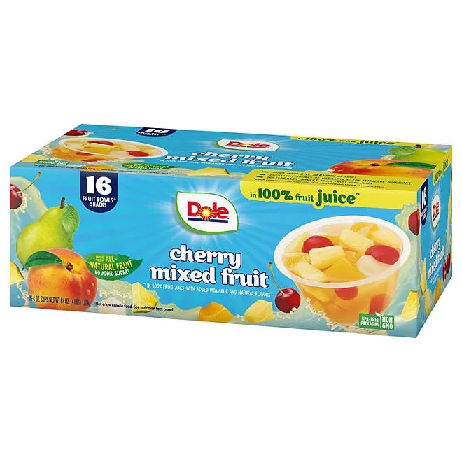 Dole Cherry Mixed Fruit Bowls in 100% Juice, 4 oz., 16 pk. 4