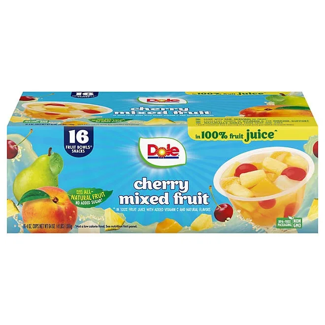 Dole Cherry Mixed Fruit Bowls in 100% Juice, 4 oz., 16 pk. 2