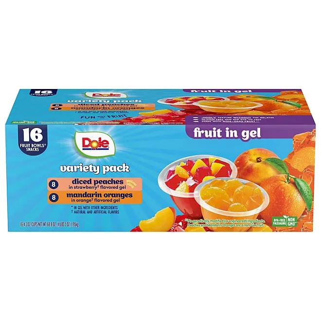 Dole Fruit Bowls in Gel Variety Pack 4.3 oz., 16 pk. 2