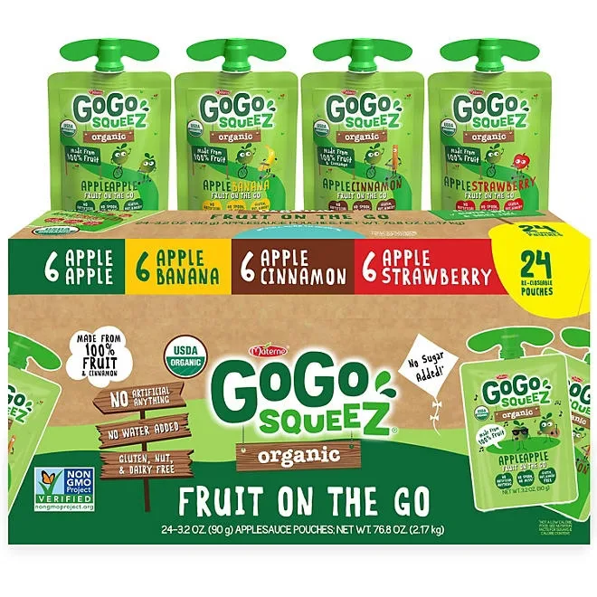 GoGo SqueeZ Organic Variety Pack, 3.2 oz., 24 ct. 2