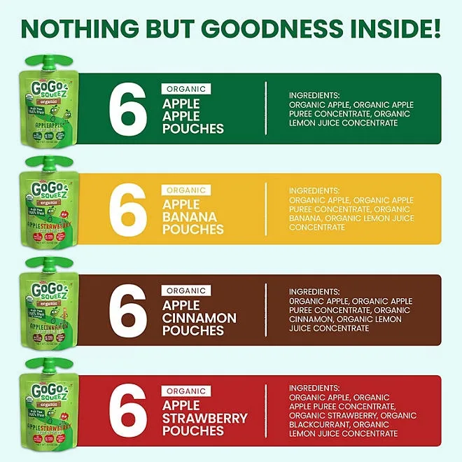GoGo SqueeZ Organic Variety Pack, 3.2 oz., 24 ct. 4