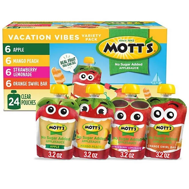 Mott's Vacation Vibes Applesauce, Variety Pack, 3.2 oz., 24 pk. 2