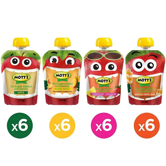 Mott's Vacation Vibes Applesauce, Variety Pack, 3.2 oz., 24 pk. 5