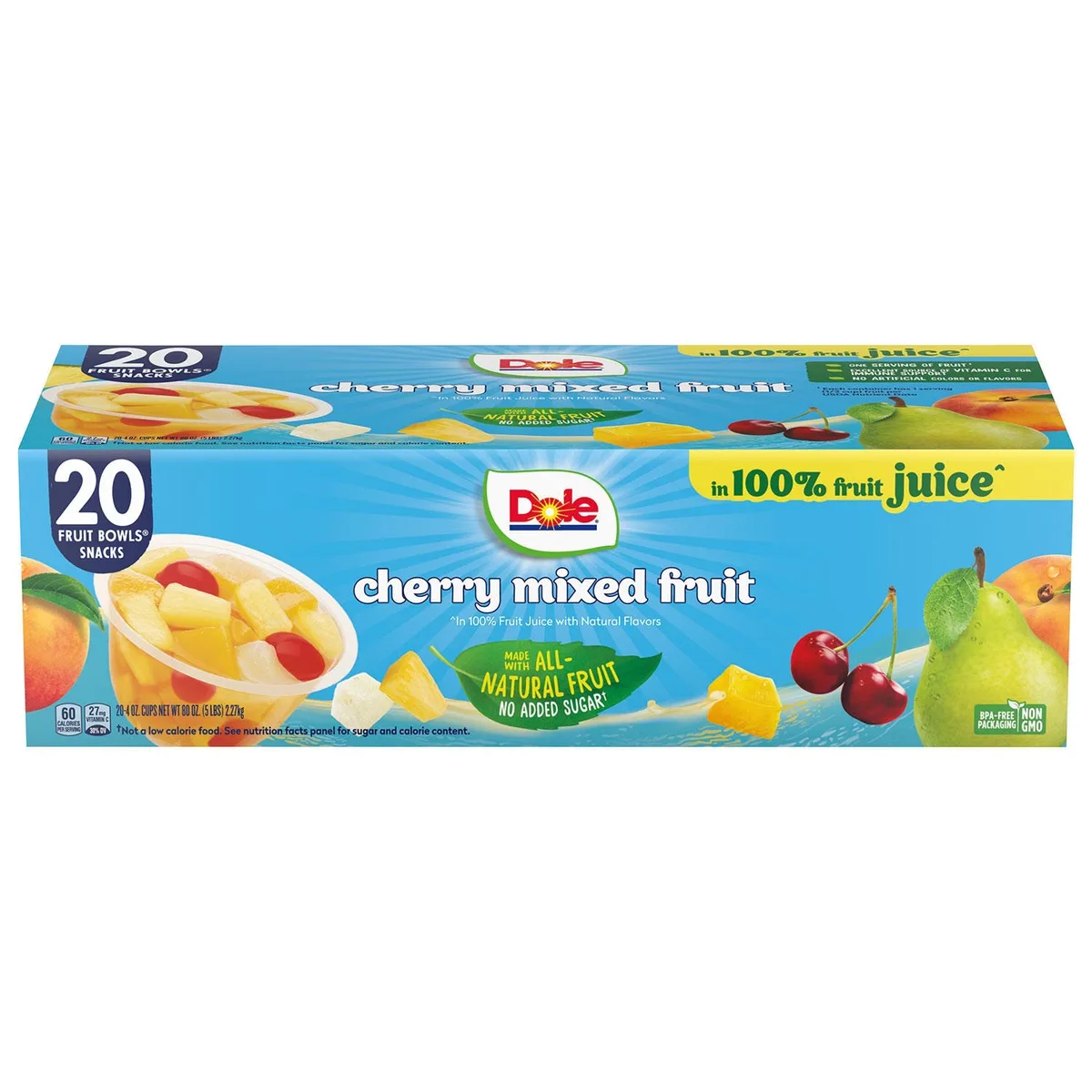 Dole Fruit Bowls Cherry Mixed Fruit in 100% Juice 4 oz., 20 pk.