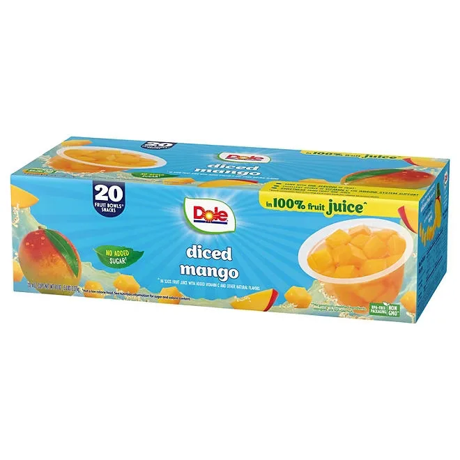 Dole Fruit Bowls Diced Mango in 100% Juice, 4 oz., 20 pk. 4