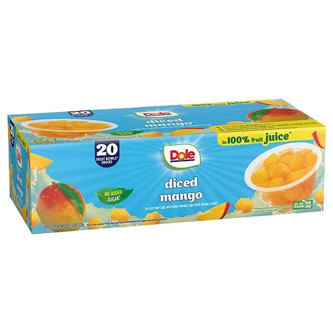 Dole Fruit Bowls Diced Mango in 100% Juice, 4 oz., 20 pk. 3