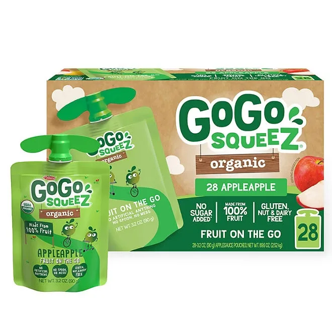 GoGo SqueeZ Organic Apple Apple, 3.2 oz., 28 ct. 2