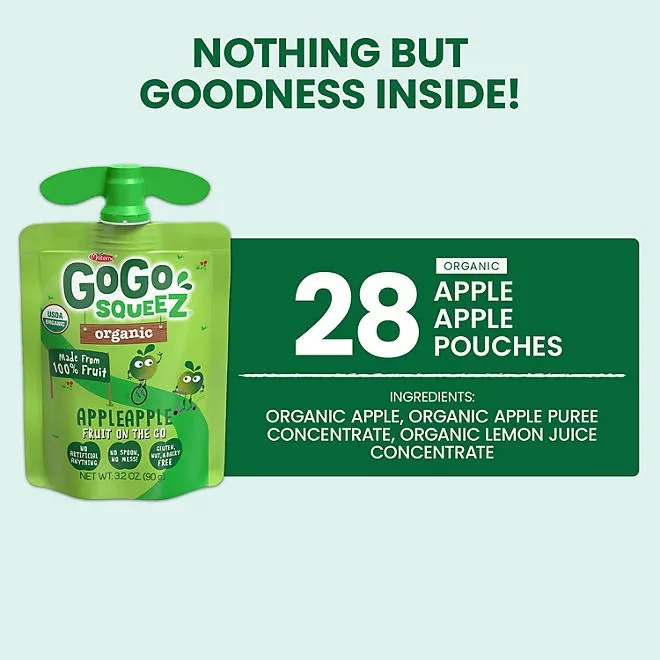 GoGo SqueeZ Organic Apple Apple, 3.2 oz., 28 ct. 4